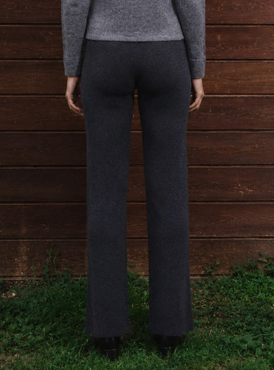 Selen Charcoal Grey Knit Pants Long Fit