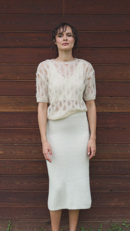Jersey Luce de Baby Alpaca Cuello Redondo Crema