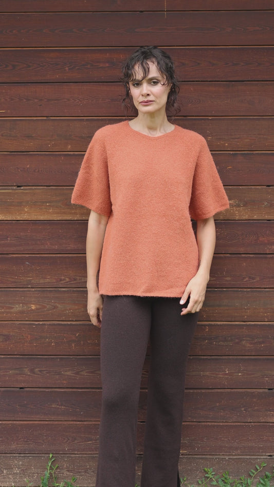Aura Baby Alpaca Crewneck Tee Terracotta